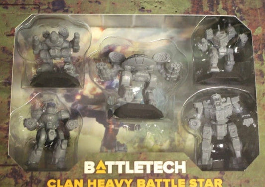 BattleTech: Clan Heavy Battle Star – 5 OmniMech Miniatures (Turkina, Kingfisher & More)
