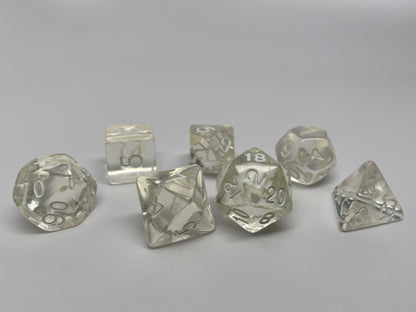 Clear Translucent Dice - 7 Piece Set