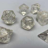 Clear Translucent Dice - 7 Piece Set