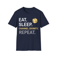 Cleric T-Shirt – 'Eat, Sleep, Channel Divinity, Repeat'