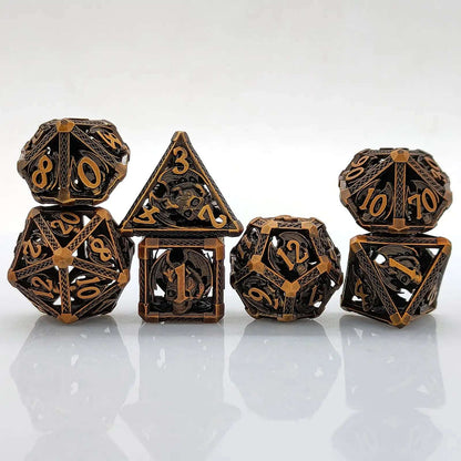 Cool Metal Skull Flying Dragon Hollow DND Dice Set