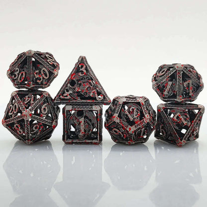 Cool Metal Skull Flying Dragon Hollow DND Dice Set