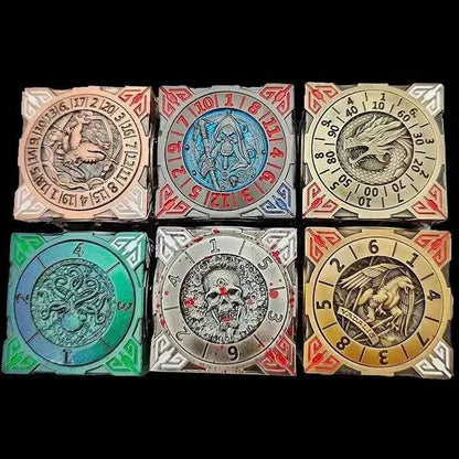 Cool Table Game Dice Spinner: 7-in-1 Metal Solid Cube Six-Sided Circular Spinning Roulette Dice