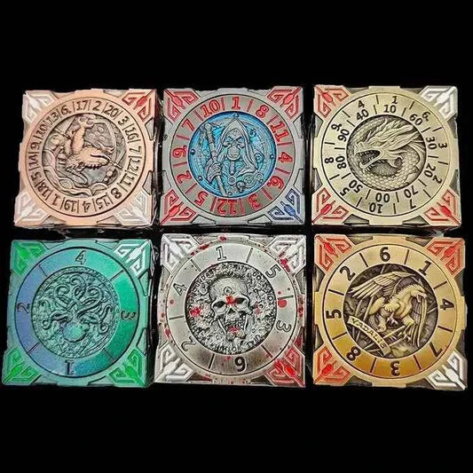 Cool Table Game Dice Spinner: 7-in-1 Metal Solid Cube Six-Sided Circular Spinning Roulette Dice