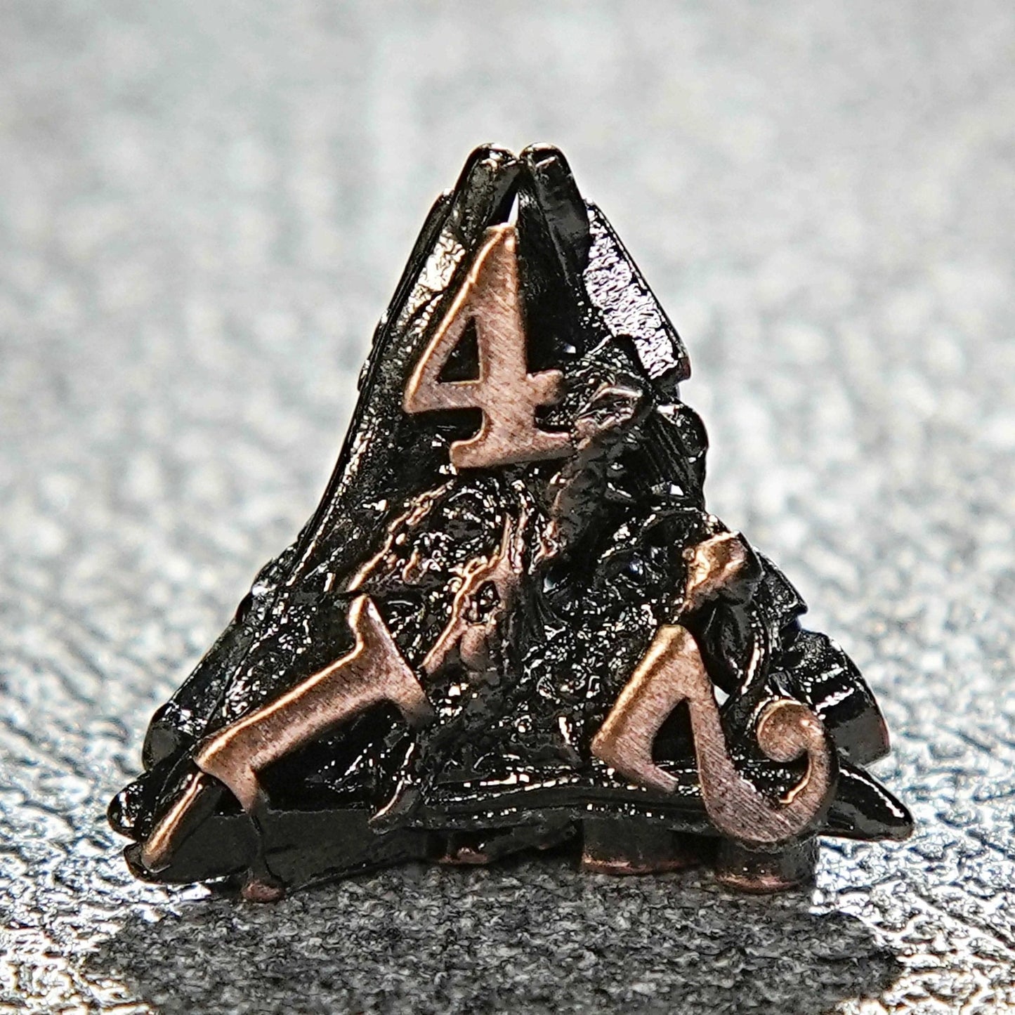 Dragon head skeletonized metal dnd dice set + reddish copper color