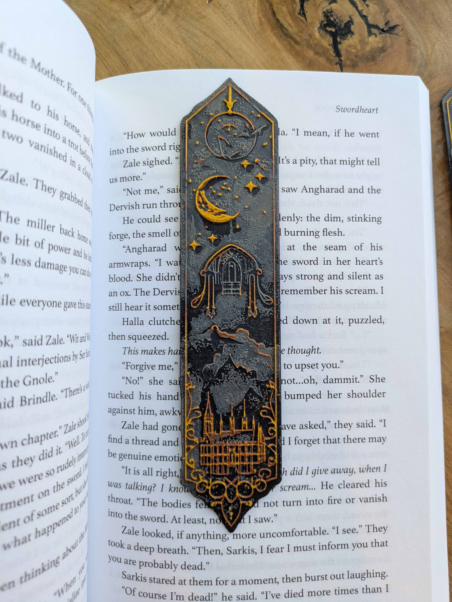 The Crescent Moon Castle Bookmark – Handcrafted Black & Gold Gothic Bookmark