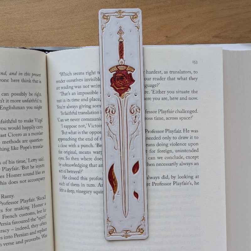 Crimson Oath III Rose Sword Bookmark Romantic Medieval Art