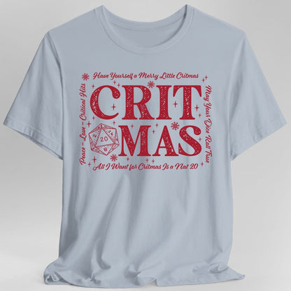 Critmas Word Art D20 T-Shirt – Funny D&D T-Shirt | Sunburst RPG