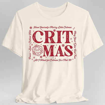 Critmas Word Art D20 T-Shirt – Funny D&D T-Shirt | Sunburst RPG