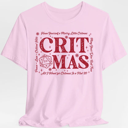 Critmas Word Art D20 T-Shirt – Funny D&D T-Shirt | Sunburst RPG