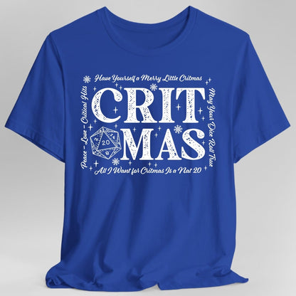 Critmas Word Art D20 T-Shirt – Funny D&D T-Shirt | Sunburst RPG