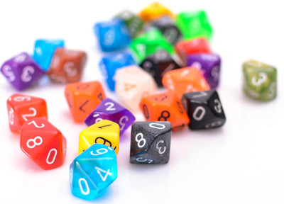 Bulk 10 Sided Dice | 25 Random D10s | Assorted Colors