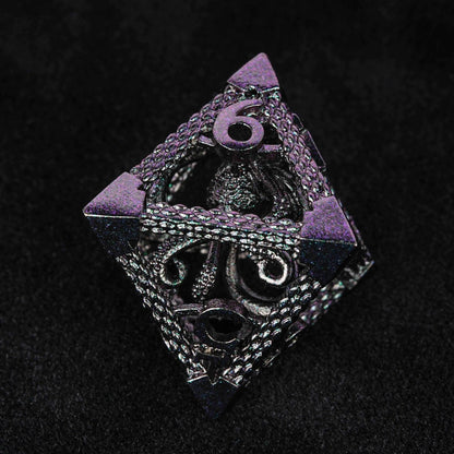 Cthulhu-Octopus Monster Purple Green Metal Hollow Dice Set