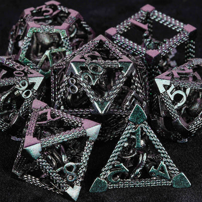 Cthulhu-Octopus Monster Purple Green Metal Hollow Dice Set