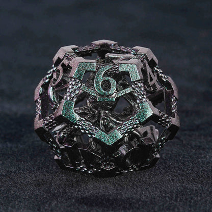 Cthulhu-Octopus Monster Purple Green Metal Hollow Dice Set