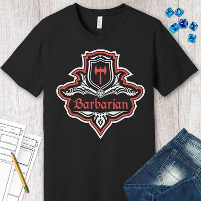 D&D Barbarian Class Fancy Emblem T-Shirt
