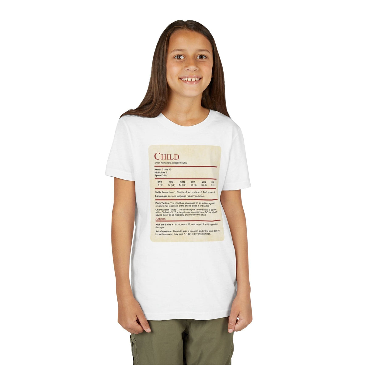 D&D Kids Shirt Child Stat Block