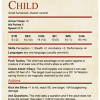 D&D Toddler Shirt Child Stat Block