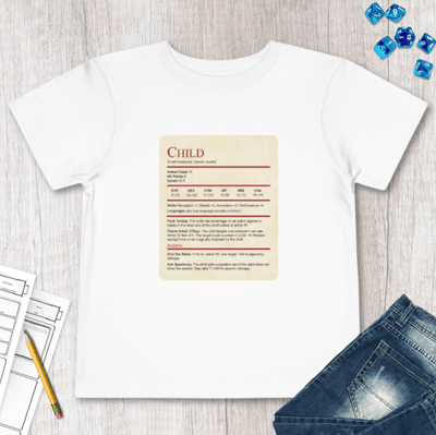 D&D Toddler Shirt Child Stat Block