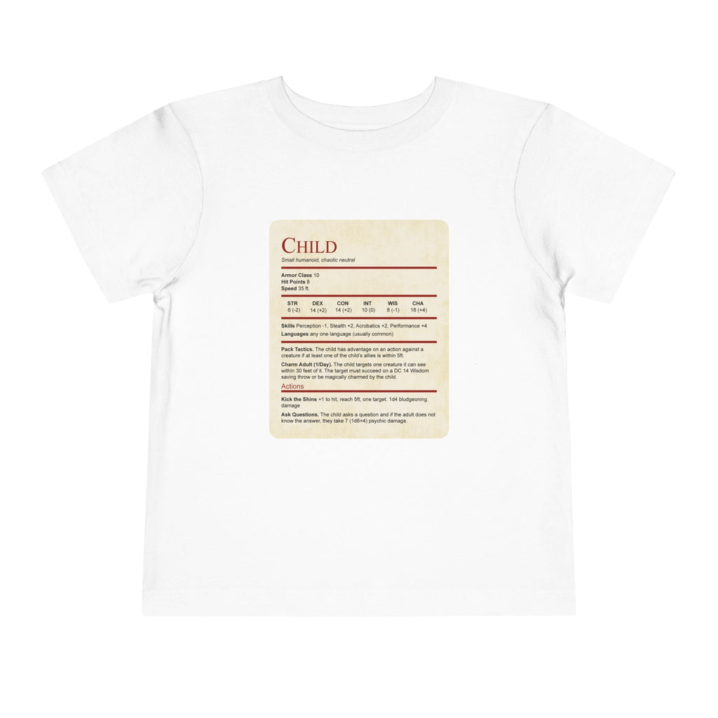 D&D Toddler Shirt Child Stat Block