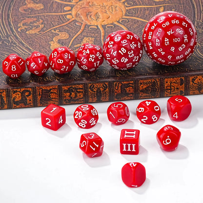 D100-15pcs Red Acrylic Polyhedron Dice Set