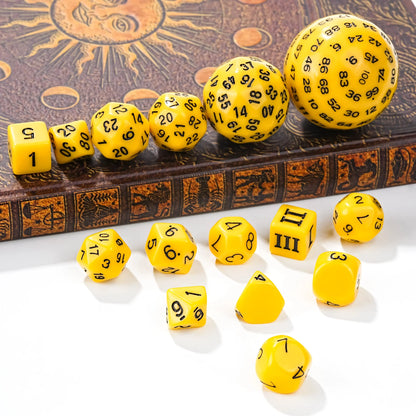 D100-15pcs Yellow Acrylic Polyhedron Dice Set
