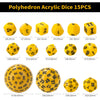 D100-15pcs Yellow Acrylic Polyhedron Dice Set