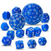 Roll D100 Dice Set - 15pcs Blue Acrylic Polyhedron Dice