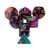 Night Elves 7-Dice Set Pink/Green/Purple w/Gold Numbers Dnd Dice Set