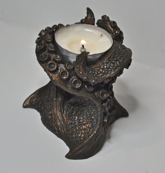Kraken Tentacles Tea Light Holder, Hand Sculpted Resin Sculpture | Lovecraftian Tentacle Tea Light for Nautical Gift and Gothic Home Decor