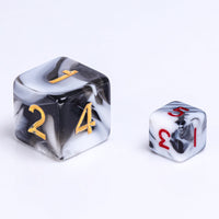 Black-White Blend 7-Dice Mini-Dice RPG Set w/Red Numbers Miniature Dice