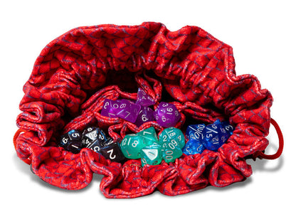 Dragon Storm Velvet Dice Bag – Red Dragon Scales | 7-Compartment Dice Storage