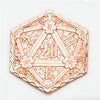Copper d2 Coin Shaped like d20 Solid Copper Rose Gold Color