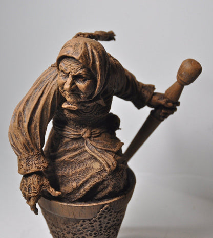 Baba Yaga, the Russian Witch Statue, Hand Painted Resin Sculpture | Slavic Folklore Crone Figurine |  Baba Yaga Art for Gothic Home Decor