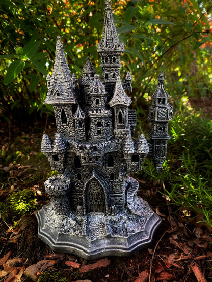 Castle Dracula, Gothic Hand Painted Resin Sculpture with LED Tea Light |Vampire Lair Gothic Statue |Gift for Gamers and Spooky Home Decor