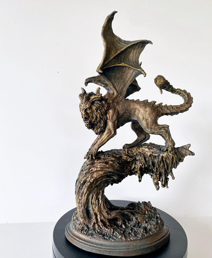 Manticore Statue, Hand Painted Resin Sculpture | Mythical Creature Figurine | Unique Legendary Manticore Monster Figurine. Fantasy Art Gift