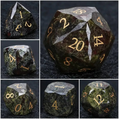 D&D Multi-Sided Engraved Natural Gemstone Dice Set