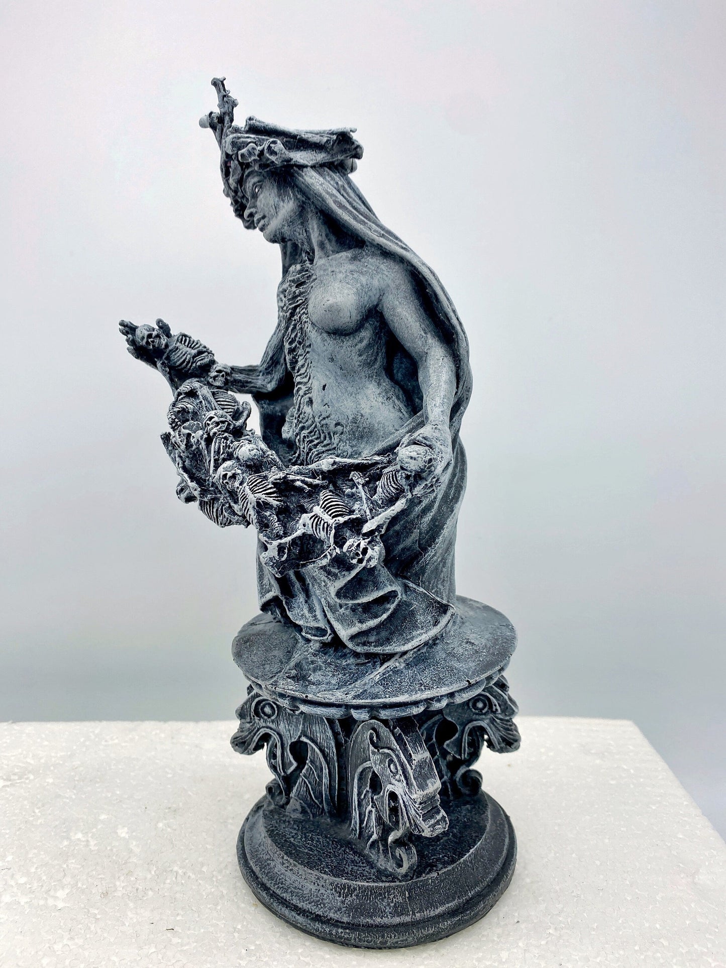 Hel, Goddess of Death and the Underworld Bust, Hand Painted Resin Sculpture | Pagan Goddess Figurine | Altar Statue for Gothic Home Decor