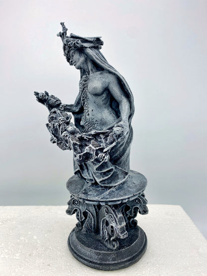 Hel, Goddess of Death and the Underworld Bust, Hand Painted Resin Sculpture | Pagan Goddess Figurine | Altar Statue for Gothic Home Decor
