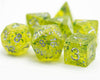 Green Cloud Brocade Powder 7-Dice Dnd Dice | Glitter w/Silver Numbers Set