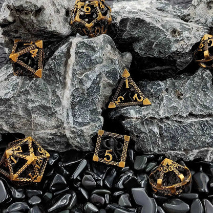 Deep Sea Monster - Gold 3D Octopus Hollow Metal RPG Dice Set