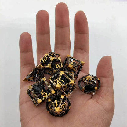 Deep Sea Monster - Gold 3D Octopus Hollow Metal RPG Dice Set