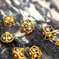 Dragon's Eye Hollow Metal Dice Set - White Gems
