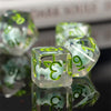 Dinosaur on Glitter 7-Dice Set w/Green Numbers Dnd Dice Set