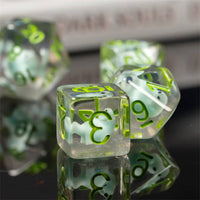 Dinosaur on Glitter 7-Dice Set w/Green Numbers Dnd Dice Set