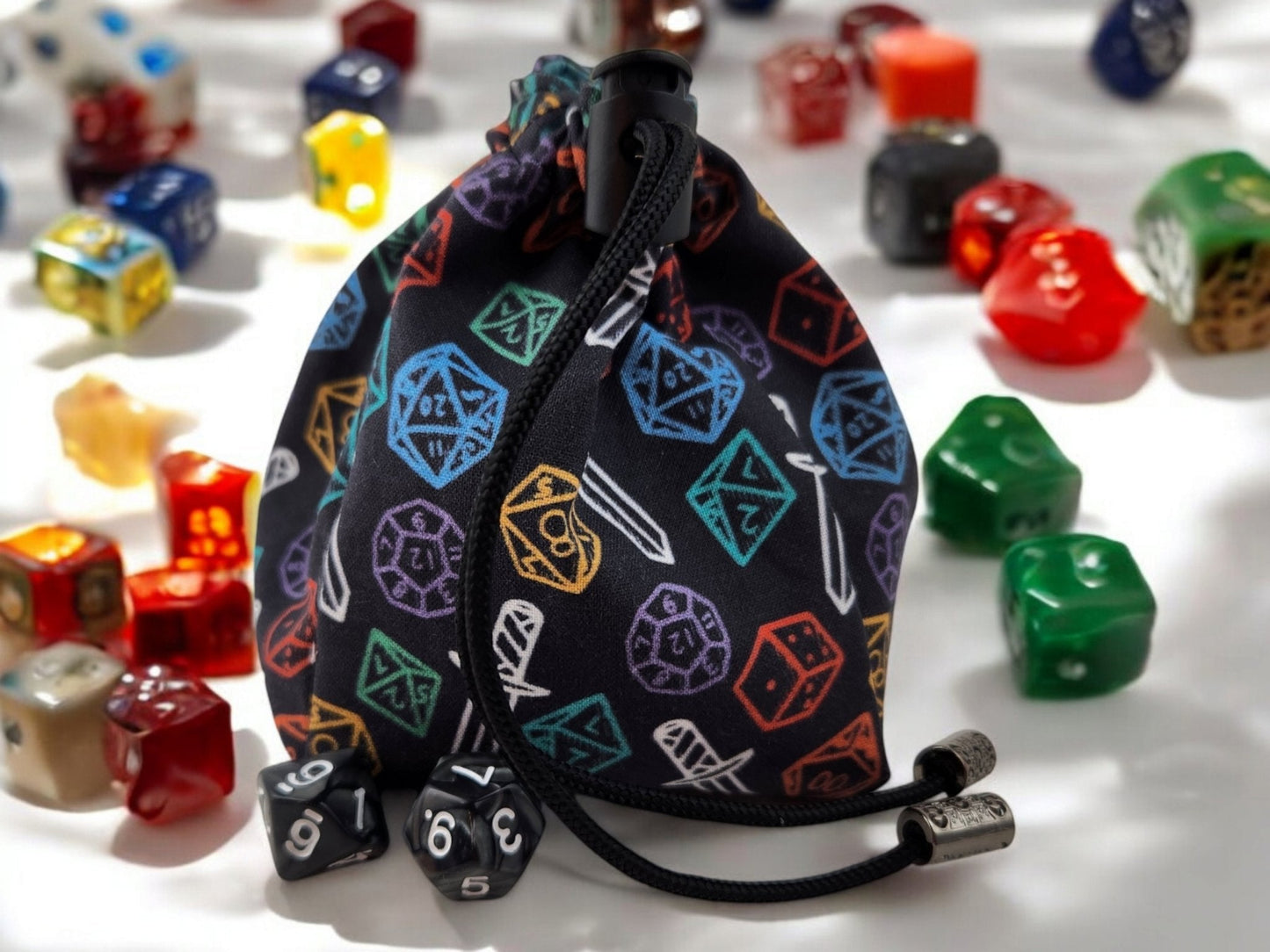 Dice and Sword Dice Bag — Handmade Reversible TTRPG Dice Bag