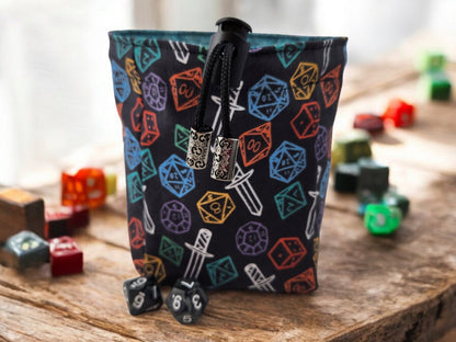 Dice and Sword Dice Bag — Handmade Reversible TTRPG Dice Bag