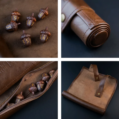 Leather Satchel with 6 Acorn Dice - Legend in the Mist