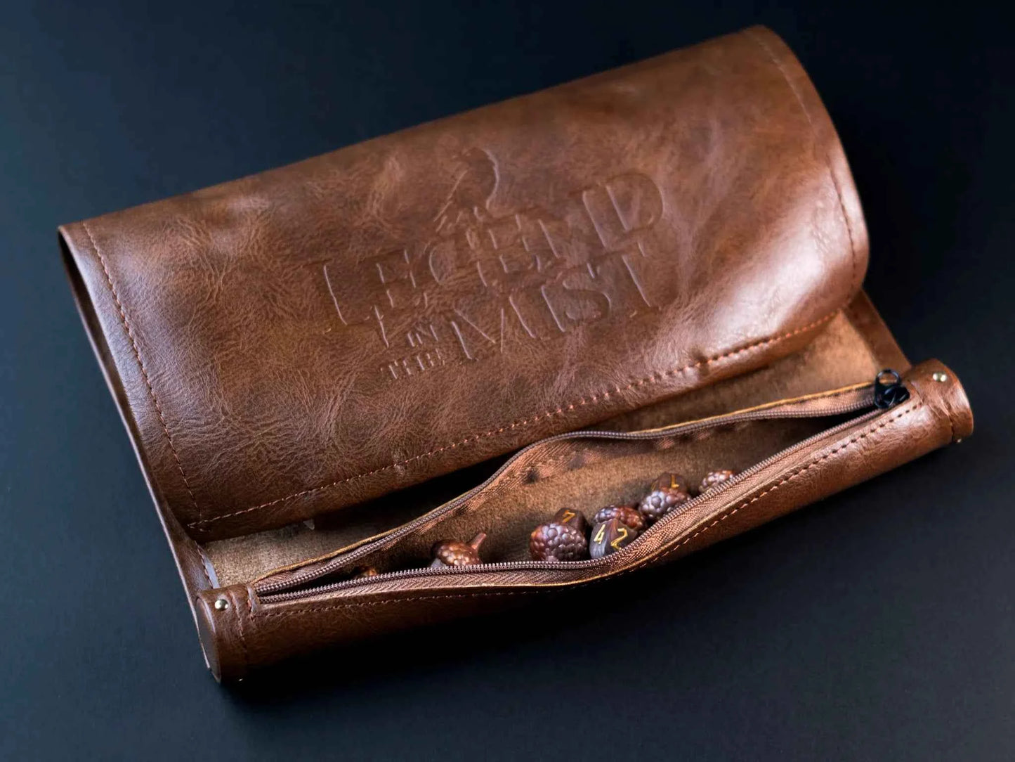 Leather Satchel with 6 Acorn Dice - Legend in the Mist