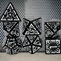 Arcane White Glyph Polyhedral Dice Set | 7-Dice Black & White